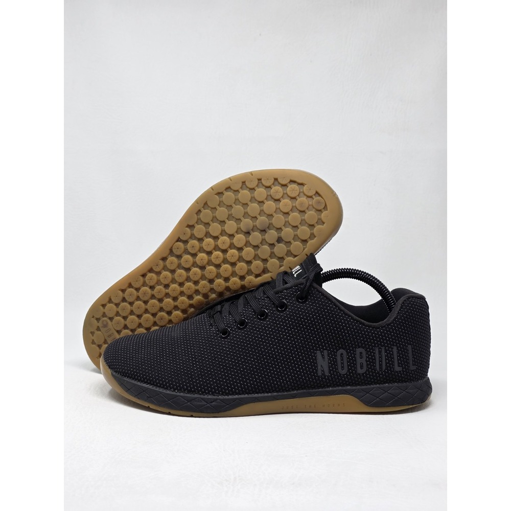 NOBULL Black Gum Trainer Mens Size 9 Womens 10.5 SuperFabric Training Shoes